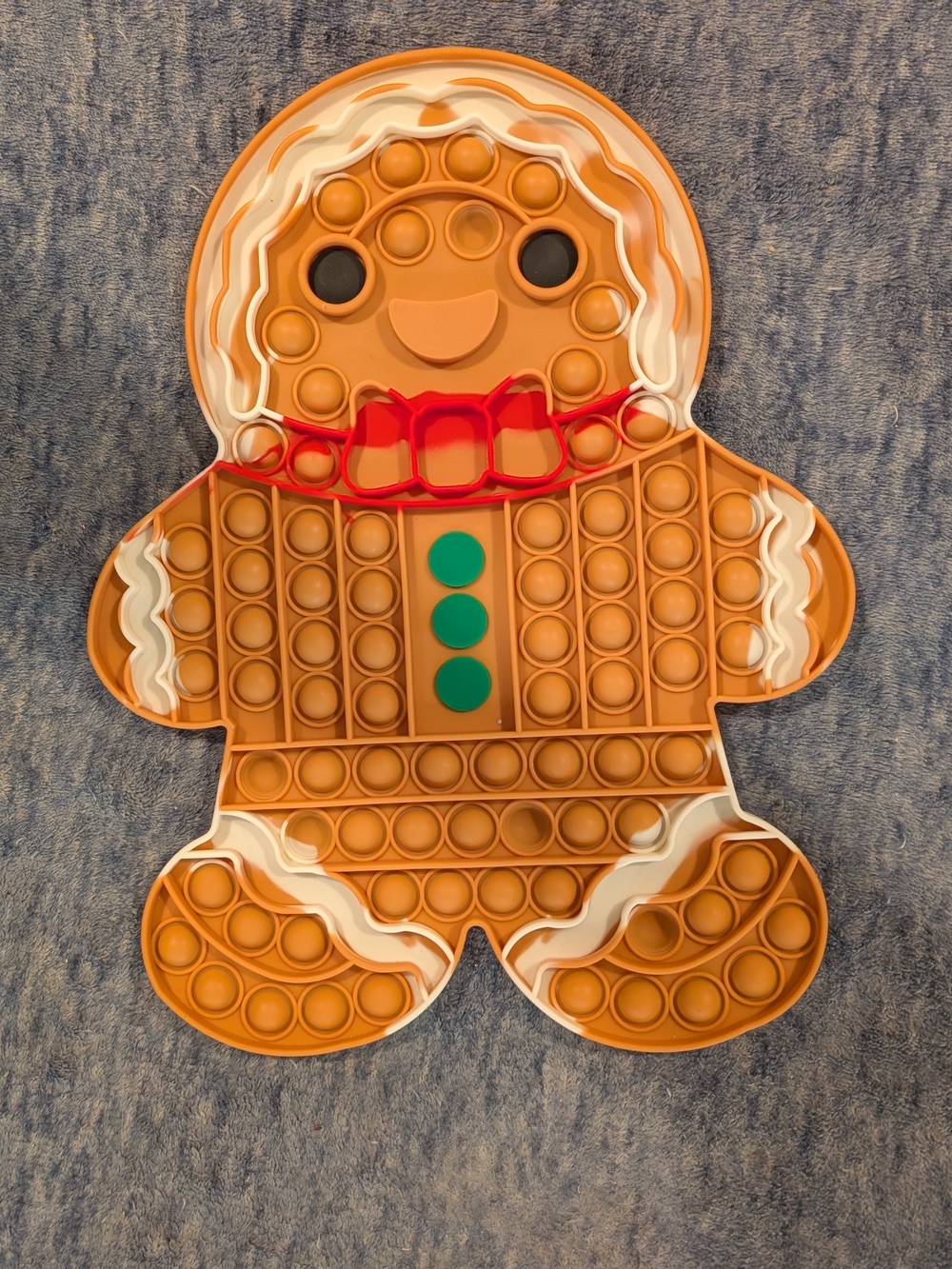 Gingerbread Man Pop-It Fidget Toy - Brown with White & Red Accents - Picture 2 of 4